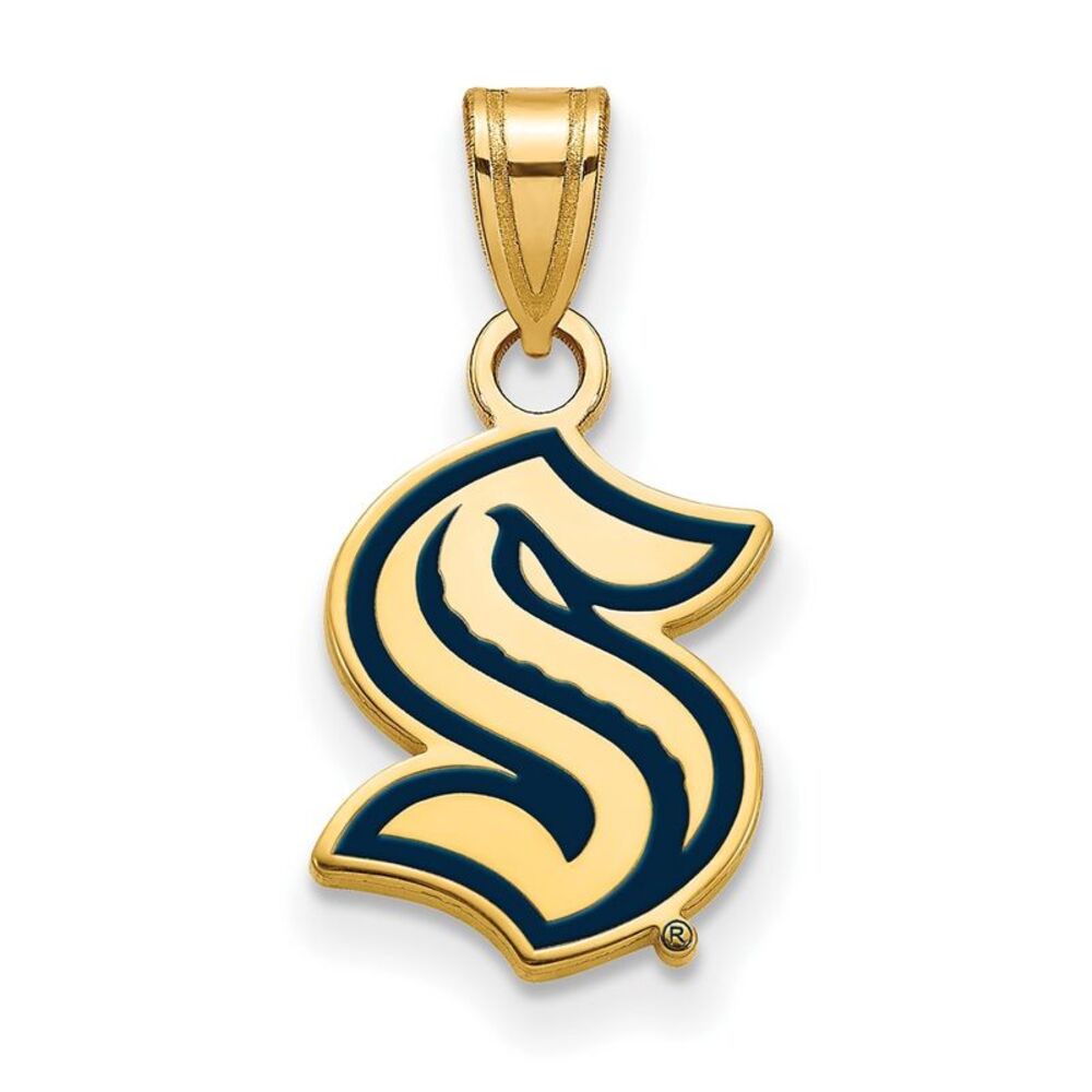 14K Gold Plated Sterling Silver NHL Seattle Kraken SM Enamel Pendant